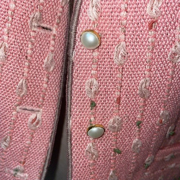 Vintage Women's Pink Tweed Suiting Vest Waistcoat size M/no size tag Cotton - Picture 3 of 8